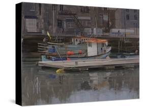 Boat with Yellow Flag, Padstow, January-Tom Hughes-Stretched Canvas
