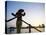 Boat Woman on Mekong River / Sunrise, Cantho, Mekong Delta, Vietnam-Steve Vidler-Stretched Canvas