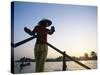 Boat Woman on Mekong River / Sunrise, Cantho, Mekong Delta, Vietnam-Steve Vidler-Stretched Canvas