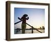 Boat Woman on Mekong River / Sunrise, Cantho, Mekong Delta, Vietnam-Steve Vidler-Framed Photographic Print