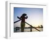 Boat Woman on Mekong River / Sunrise, Cantho, Mekong Delta, Vietnam-Steve Vidler-Framed Photographic Print