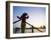 Boat Woman on Mekong River / Sunrise, Cantho, Mekong Delta, Vietnam-Steve Vidler-Framed Photographic Print