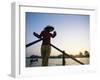 Boat Woman on Mekong River / Sunrise, Cantho, Mekong Delta, Vietnam-Steve Vidler-Framed Photographic Print