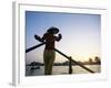 Boat Woman on Mekong River / Sunrise, Cantho, Mekong Delta, Vietnam-Steve Vidler-Framed Photographic Print