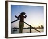 Boat Woman on Mekong River / Sunrise, Cantho, Mekong Delta, Vietnam-Steve Vidler-Framed Photographic Print