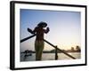 Boat Woman on Mekong River / Sunrise, Cantho, Mekong Delta, Vietnam-Steve Vidler-Framed Photographic Print