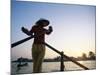 Boat Woman on Mekong River / Sunrise, Cantho, Mekong Delta, Vietnam-Steve Vidler-Mounted Photographic Print