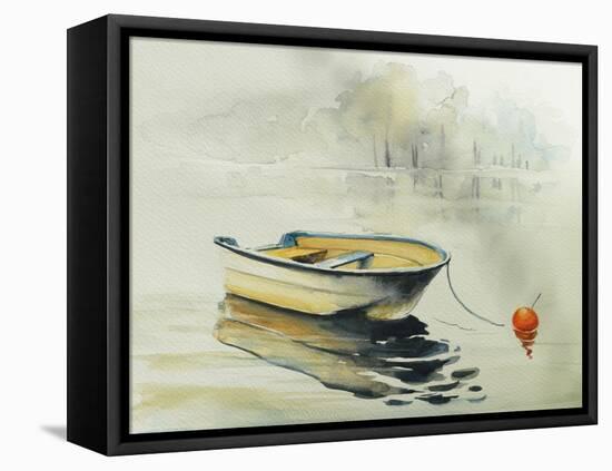 Boat-DeepGreen-Framed Stretched Canvas
