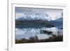 Boatdock and Late Evenng Reflections in Lago Pehoe, Torres Del Paine National Park, Patagonia-Eleanor Scriven-Framed Photographic Print