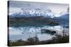 Boatdock and Late Evenng Reflections in Lago Pehoe, Torres Del Paine National Park, Patagonia-Eleanor Scriven-Stretched Canvas