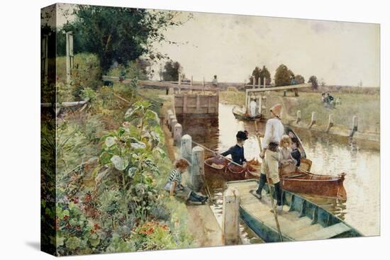 Boaters in a Lock on the Thames-Hector Caffieri-Stretched Canvas