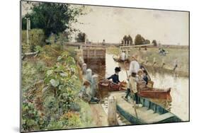 Boaters in a Lock on the Thames-Hector Caffieri-Mounted Giclee Print