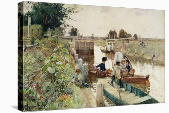 Boaters in a Lock on the Thames-Hector Caffieri-Stretched Canvas