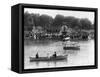 Boaters in Front of Bethesda Terrace, Central Park-null-Framed Stretched Canvas