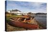 Boathouse Cafe and Rowing Boats at Hornsea Mere-Mark Sunderland-Stretched Canvas