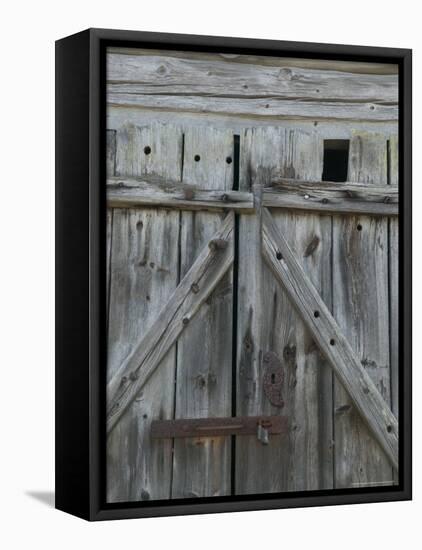 Boathouse Door at Norheimsund, Hardanger Fjord, Norway-Russell Young-Framed Stretched Canvas