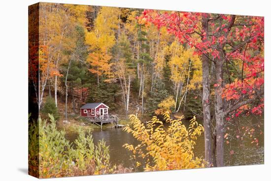 Boathouse In Autumn, Marquette, Michigan '12-Monte Nagler-Stretched Canvas