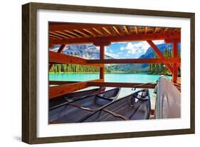 Boathouse on Emerald Lake, Canada-George Oze-Framed Photographic Print