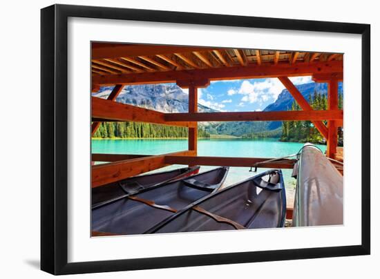 Boathouse on Emerald Lake, Canada-George Oze-Framed Photographic Print