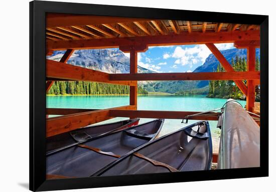 Boathouse on Emerald Lake, Canada-George Oze-Framed Photographic Print