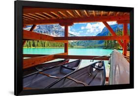 Boathouse on Emerald Lake, Canada-George Oze-Framed Photographic Print