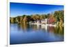 Boathouse On Lake Carnegie During Fall-George Oze-Framed Photographic Print