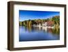 Boathouse On Lake Carnegie During Fall-George Oze-Framed Photographic Print