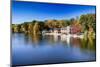 Boathouse On Lake Carnegie During Fall-George Oze-Mounted Photographic Print