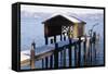 Boathouse on Lake Tahoe, California-George Oze-Framed Stretched Canvas