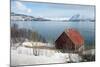 Boathouse on the Island of Kvaloya (Whale Island), Troms, Norway, Scandinavia, Europe-David Lomax-Mounted Photographic Print