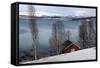 Boathouse on the Shores of a Fjord Near Eidkjosen-David Lomax-Framed Stretched Canvas