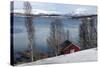 Boathouse on the Shores of a Fjord Near Eidkjosen-David Lomax-Stretched Canvas