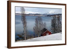 Boathouse on the Shores of a Fjord Near Eidkjosen-David Lomax-Framed Photographic Print