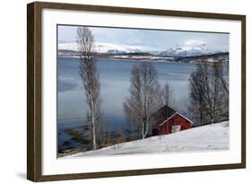 Boathouse on the Shores of a Fjord Near Eidkjosen-David Lomax-Framed Photographic Print