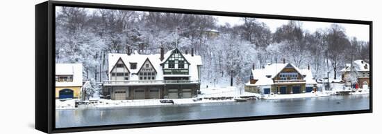 Boathouse Row at the Waterfront, Schuylkill River, Philadelphia, Pennsylvania, USA-null-Framed Stretched Canvas