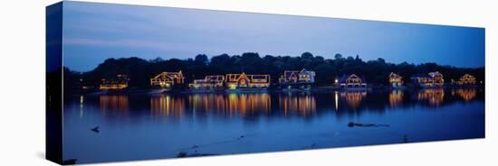 Boathouse Row Lit Up at Dusk, Philadelphia, Pennsylvania, USA-null-Stretched Canvas