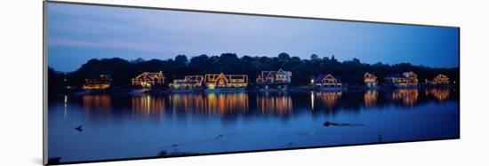 Boathouse Row Lit Up at Dusk, Philadelphia, Pennsylvania, USA-null-Mounted Photographic Print