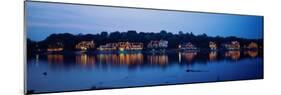 Boathouse Row Lit Up at Dusk, Philadelphia, Pennsylvania, USA-null-Mounted Photographic Print