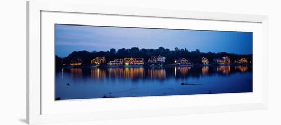 Boathouse Row Lit Up at Dusk, Philadelphia, Pennsylvania, USA-null-Framed Photographic Print