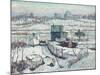 Boathouse, Winter, Harlem River, 1918 (Oil on Canvas)-Ernest Lawson-Mounted Premium Giclee Print