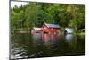 Boathouses, Gustavsfors, Lelång Lake, Dalsland, Sweden-Andrea Lang-Mounted Photographic Print