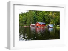 Boathouses, Gustavsfors, Lelång Lake, Dalsland, Sweden-Andrea Lang-Framed Photographic Print