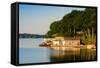 Boathouses on Saint Lawrence River in Ontario, Canada-null-Framed Stretched Canvas