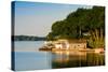 Boathouses on Saint Lawrence River in Ontario, Canada-null-Stretched Canvas