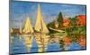 Boating at Argenteuil-Claude Monet-Mounted Giclee Print