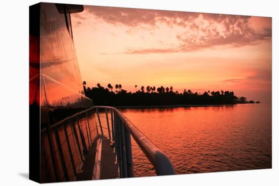 Boating at Sunset, Indonesia-James White-Stretched Canvas