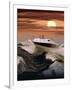 Boating at Sunset through Rough Water-null-Framed Photographic Print