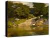 Boating in Central Park, C.1900-05 (Oil on Board)-Edward Henry Potthast-Stretched Canvas