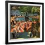 "Boating in Central Park", July 11, 1953-John Falter-Framed Giclee Print