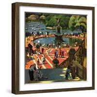 "Boating in Central Park", July 11, 1953-John Falter-Framed Giclee Print